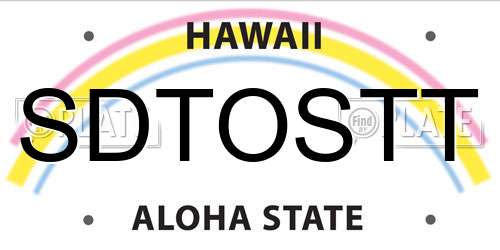 SDTOSTT Hawaii License Plate