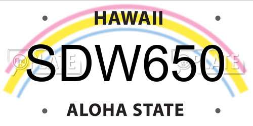 SDW650 Hawaii License Plate