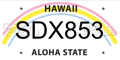 SDX853 Hawaii License Plate