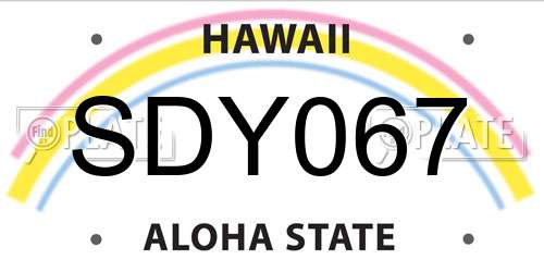 SDY067 Hawaii License Plate