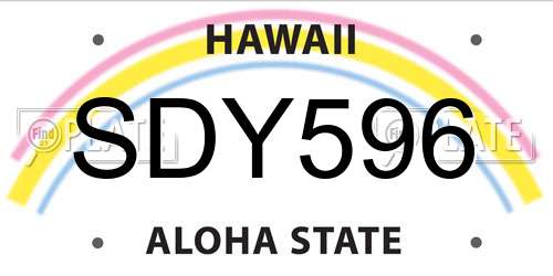 SDY596 Hawaii License Plate