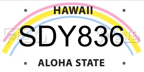 SDY836 Hawaii License Plate
