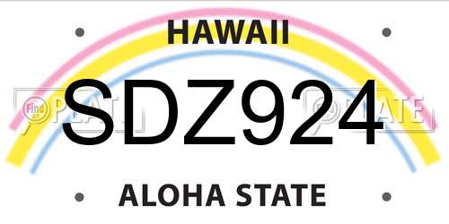 SDZ924 Hawaii License Plate