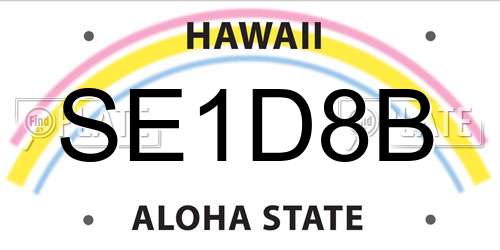 SE1D8B Hawaii License Plate