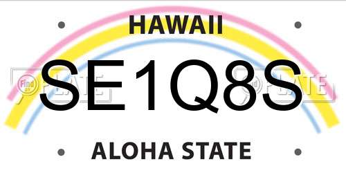 SE1Q8S Hawaii License Plate