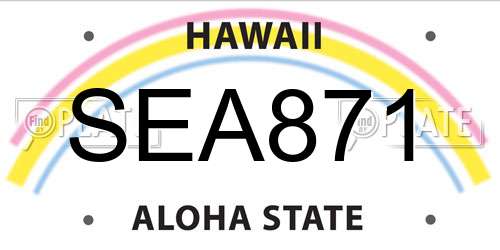 SEA871 Hawaii License Plate