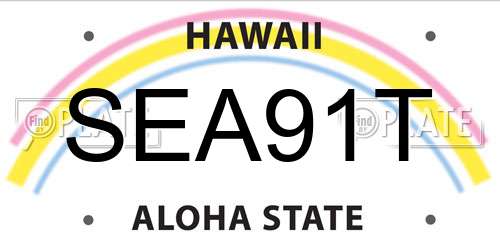SEA91T Hawaii License Plate