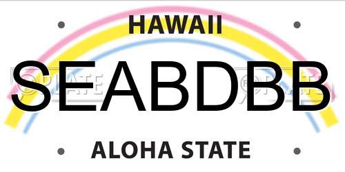 SEABDBB Hawaii License Plate