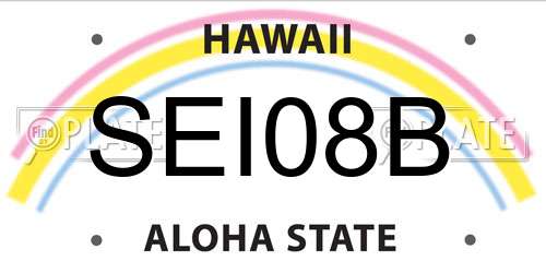 SEI08B Hawaii License Plate