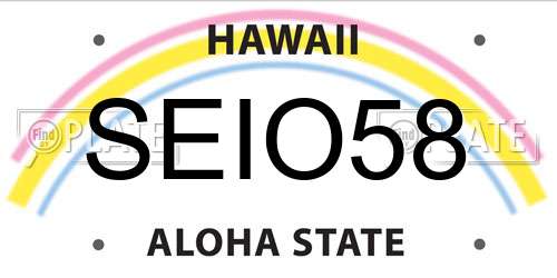 SEIO58 Hawaii License Plate