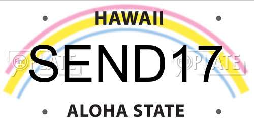 SEND17 Hawaii License Plate