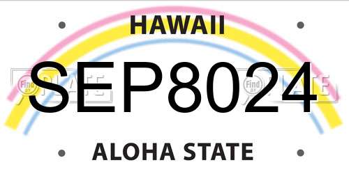 SEP8024 Hawaii License Plate