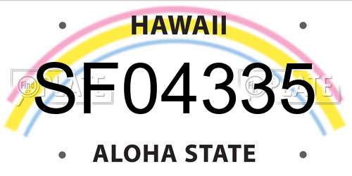SF04335 Hawaii License Plate