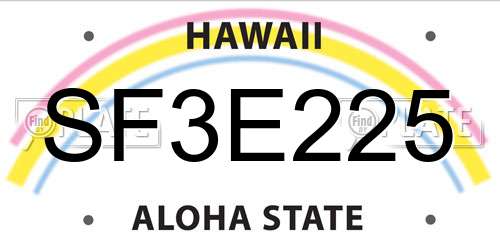 SF3E225 Hawaii License Plate