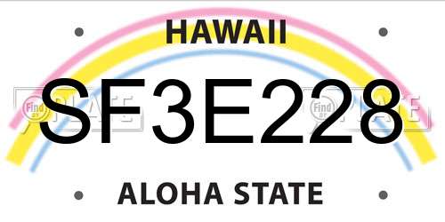 SF3E228 Hawaii License Plate