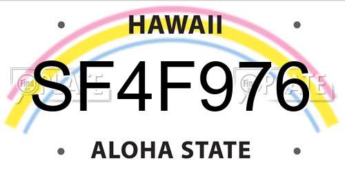 SF4F976 Hawaii License Plate