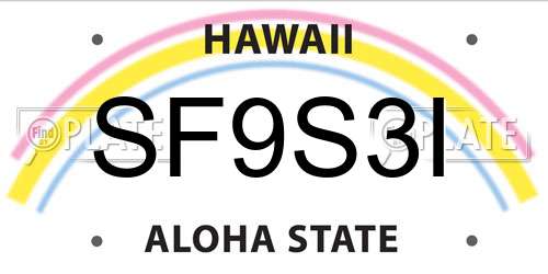 SF9S3I Hawaii License Plate