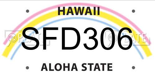 SFD306 Hawaii License Plate