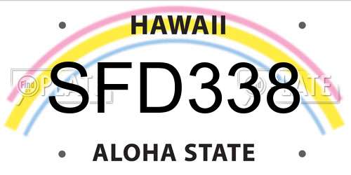 SFD338 Hawaii License Plate