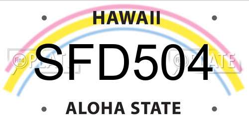 SFD504 Hawaii License Plate