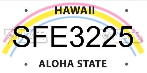 SFE3225 Hawaii License Plate