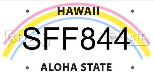 SFF844 Hawaii License Plate