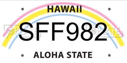 SFF982 Hawaii License Plate