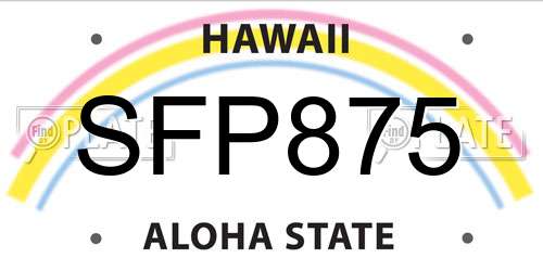 SFP875 Hawaii License Plate