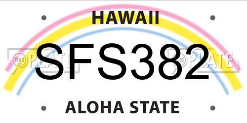 SFS382 Hawaii License Plate