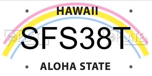 SFS38T Hawaii License Plate