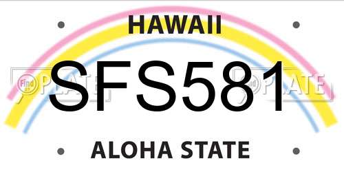 SFS581 Hawaii License Plate