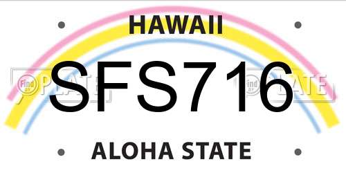 SFS716 Hawaii License Plate