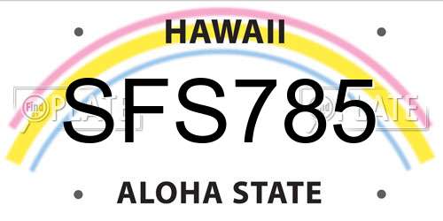 SFS785 Hawaii License Plate