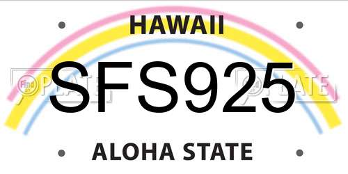 SFS925 Hawaii License Plate