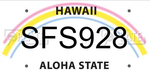 SFS928 Hawaii License Plate