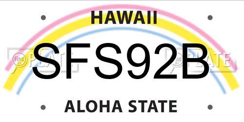 SFS92B Hawaii License Plate