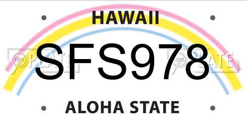 SFS978 Hawaii License Plate