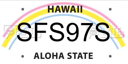 SFS97S Hawaii License Plate