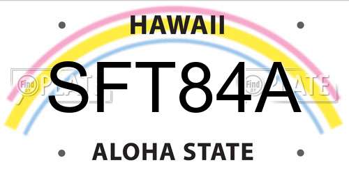 SFT84A Hawaii License Plate