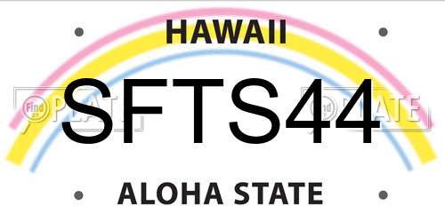 SFTS44 Hawaii License Plate