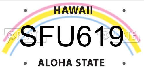 SFU619 Hawaii License Plate