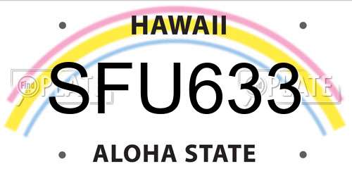 SFU633 Hawaii License Plate