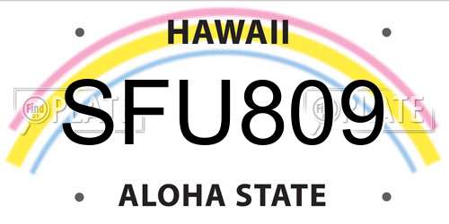 SFU809 Hawaii License Plate