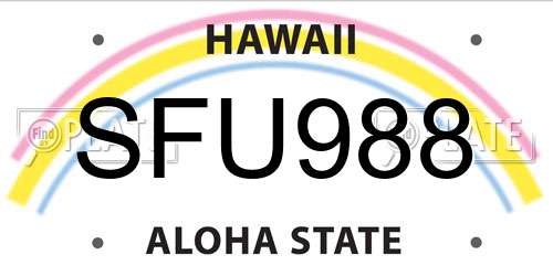 SFU988 Hawaii License Plate