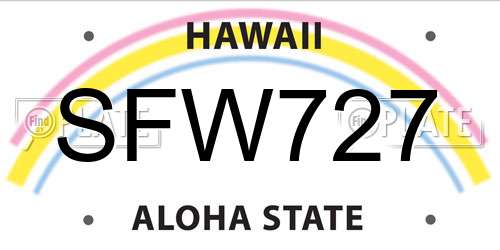 SFW727 Hawaii License Plate