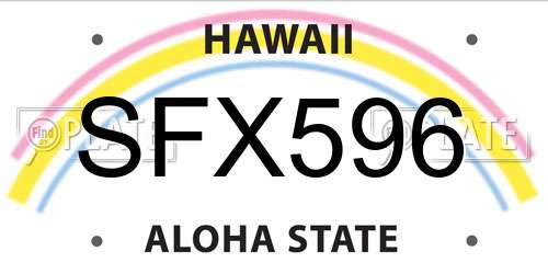 SFX596 Hawaii License Plate