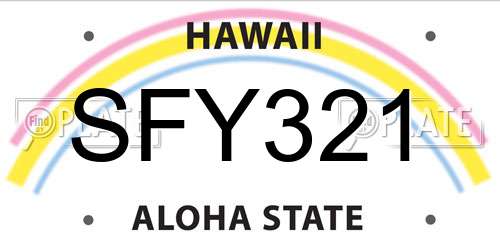 SFY321 Hawaii License Plate