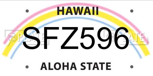 SFZ596 Hawaii License Plate
