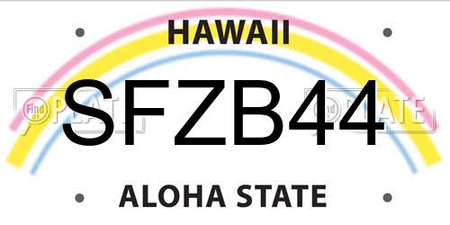 SFZB44 Hawaii License Plate