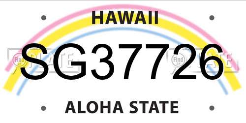 SG37726 Hawaii License Plate